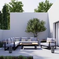 TERASOVÁ SEDACIA SÚPRAVA FABRIZIA - sivá, Modern, kov/drevo - Bessagi Garden