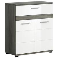 Midischrank Blake Weiß/Rauchsilber B: 70 cm - Weiß Hochglanz/Schwarz, MODERN, Holzwerkstoff (70/79/31cm) - MID.YOU