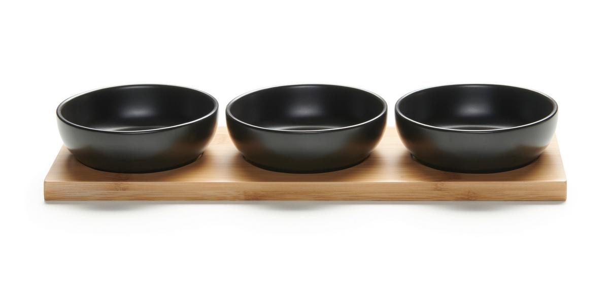 SADA MISEK NA OMÁČKU TAPAS - 3 - černá, Moderní, dřevo/keramika (31/11/4cm) - Modern Living