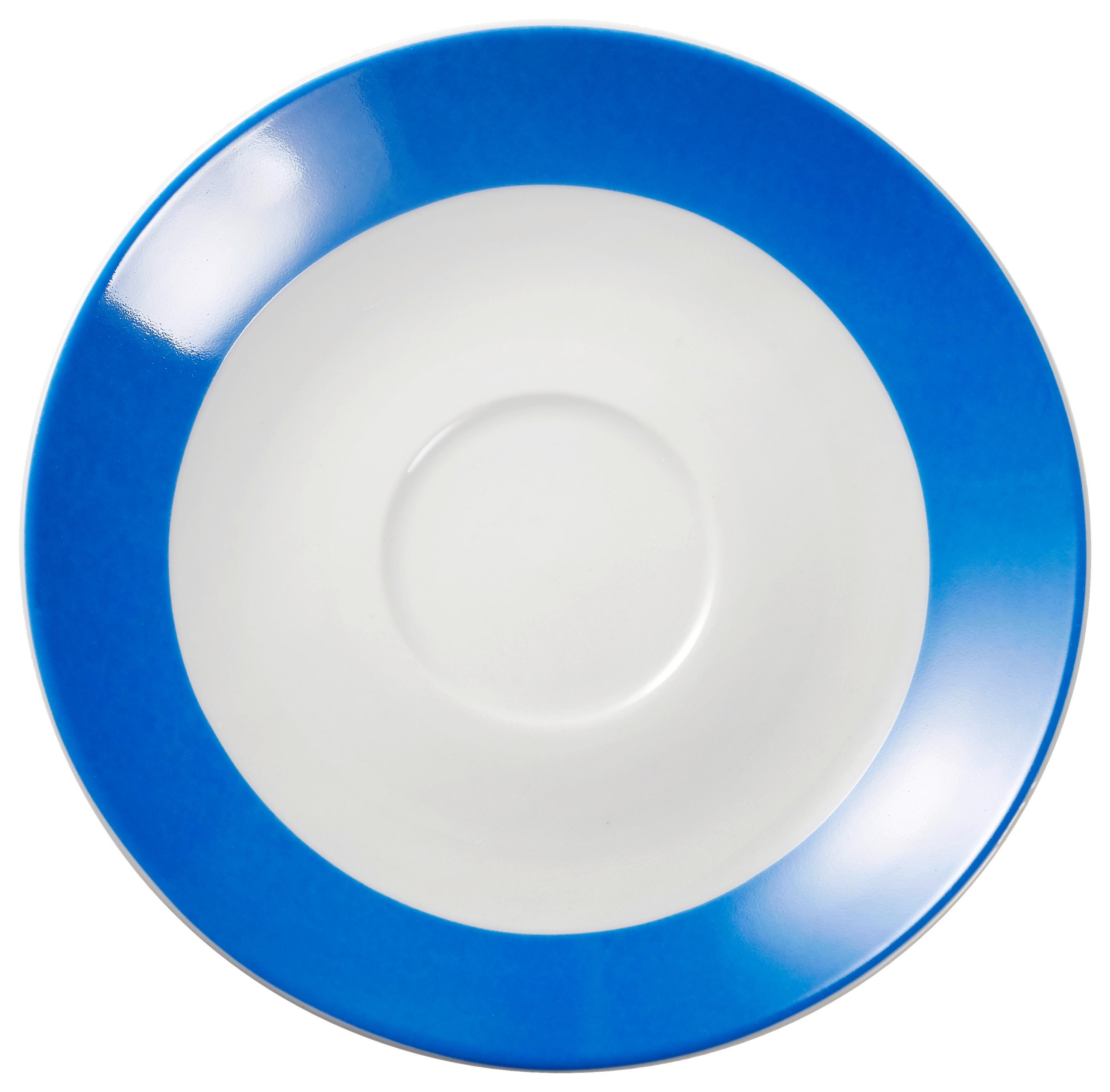 Untertassenset Blau Weiß 6-Teilig D: 15,5 Cm - Blau/Weiß, Basics, Keramik (15,5cm) - Van Well