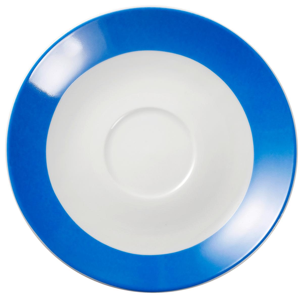 Untertassenset Blau Weiß 6-teilig D: 15,5 cm - Blau/Weiß, Basics, Keramik (15,5cm) - Van Well