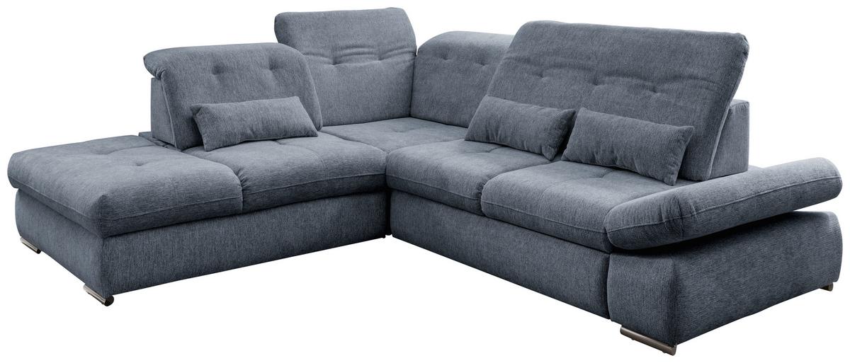 Ecksofa Mit Schlaffunktion Dalida Hellblau Chenille - Chromfarben/Hellblau, Design, Textil (254/280cm) - Livetastic