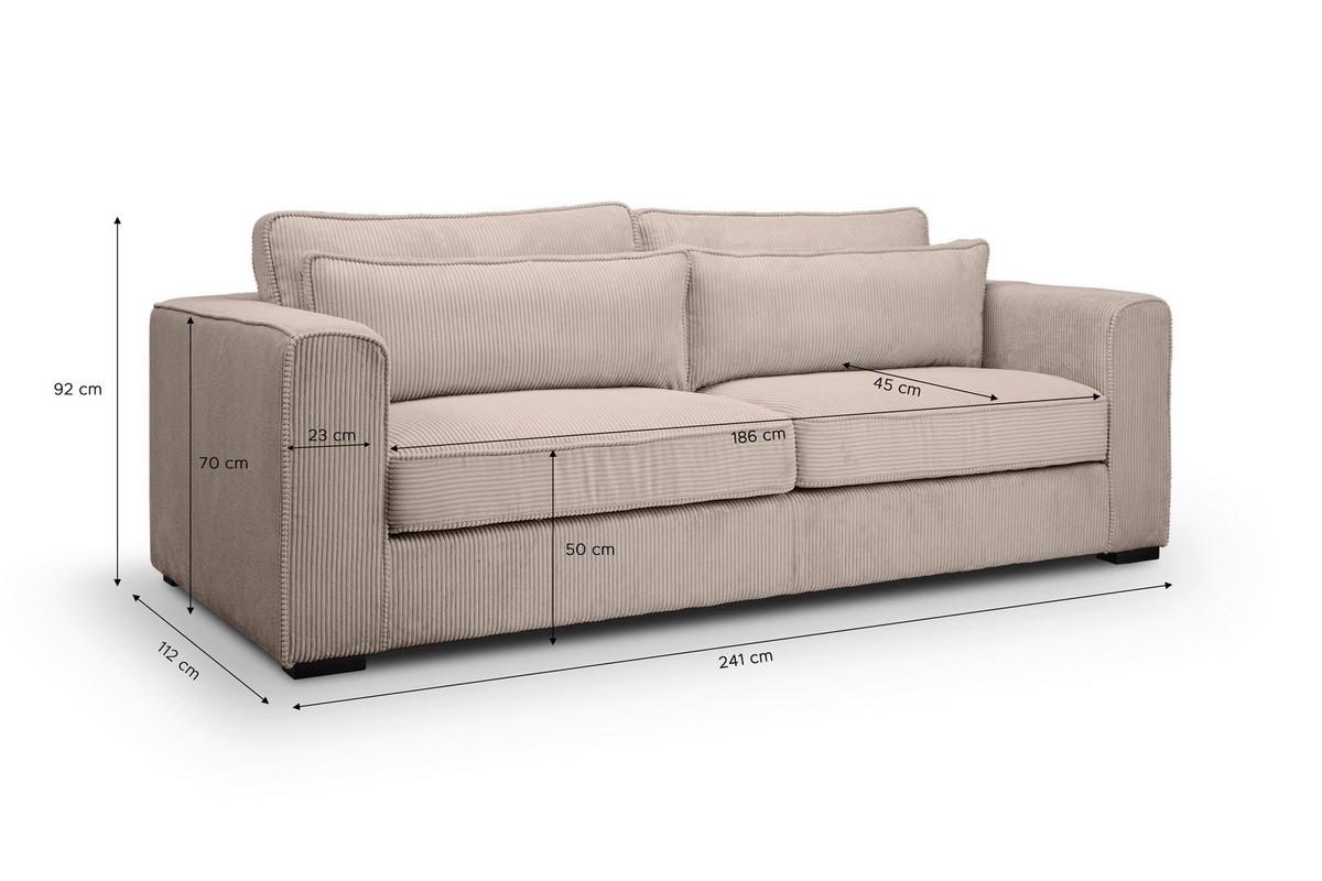 3-Sitzer-Sofa Almera Beigebraun B: 241cm - Beigebraun/Schwarz, Basics, Holz/Textil (241/92/112cm) - MID.YOU