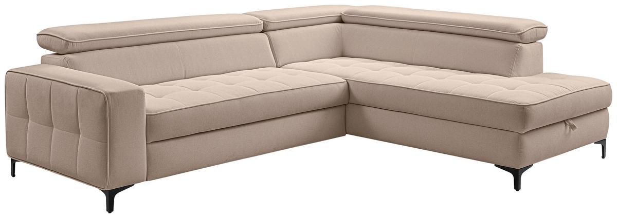 Ecksofa Nala Taupe S: 251x203cm - Taupe/Schwarz, Design, Textil (251/203cm) - MID.YOU