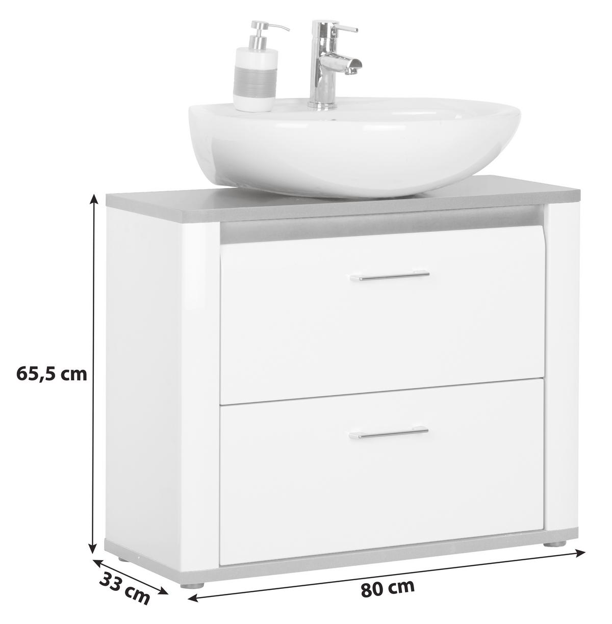 Waschbeckenunterschrank Alassio B: 80 Cm, Weiß - Schwarz/Weiß, MODERN, Holzwerkstoff (80/65,5/33cm) - Luca Bessoni