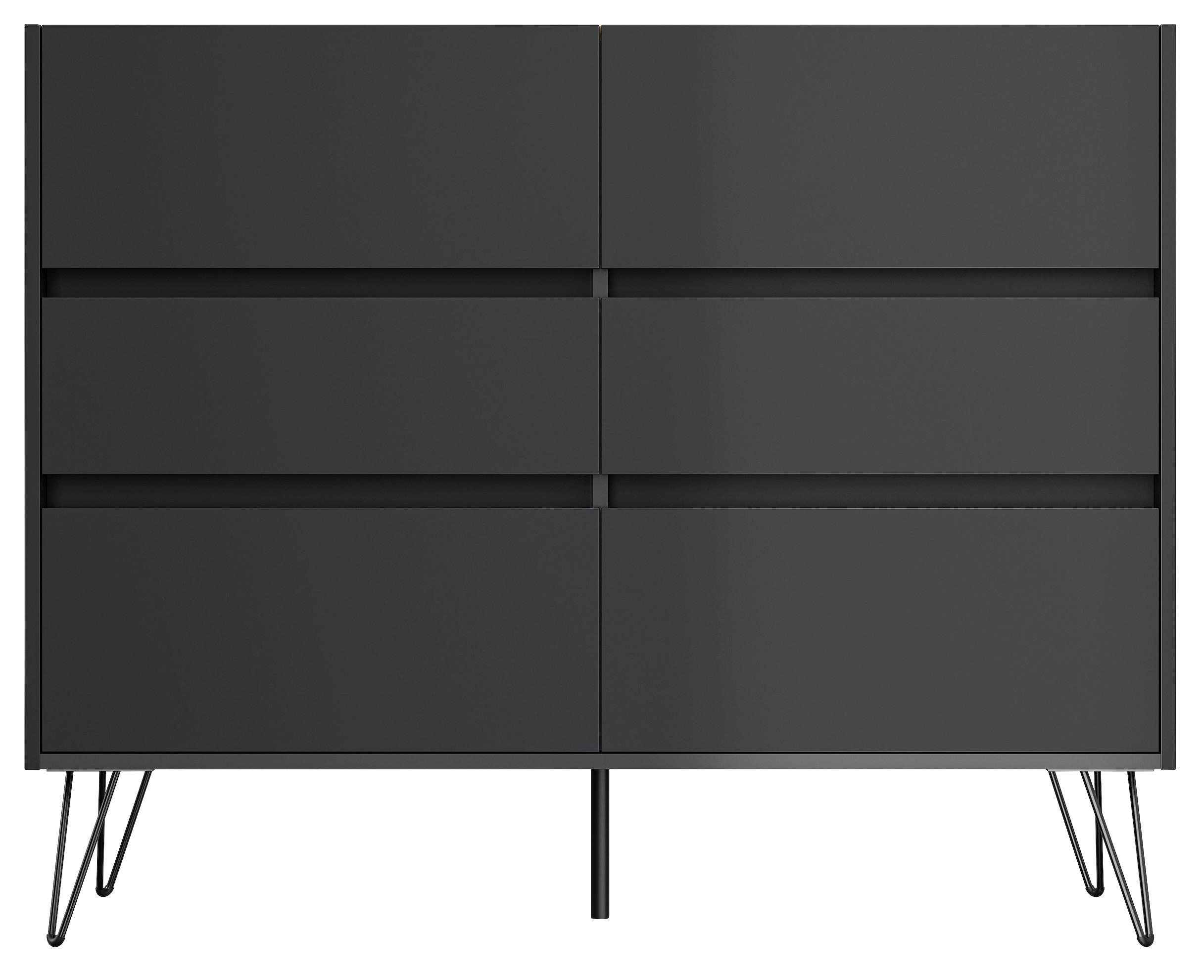 Sideboard Posseik Industrial Graphitfarben/Eichef. B:120 cm - Eichefarben/Schwarz, Design, Holzwerkstoff (120/93,6/42cm) - MID.YOU