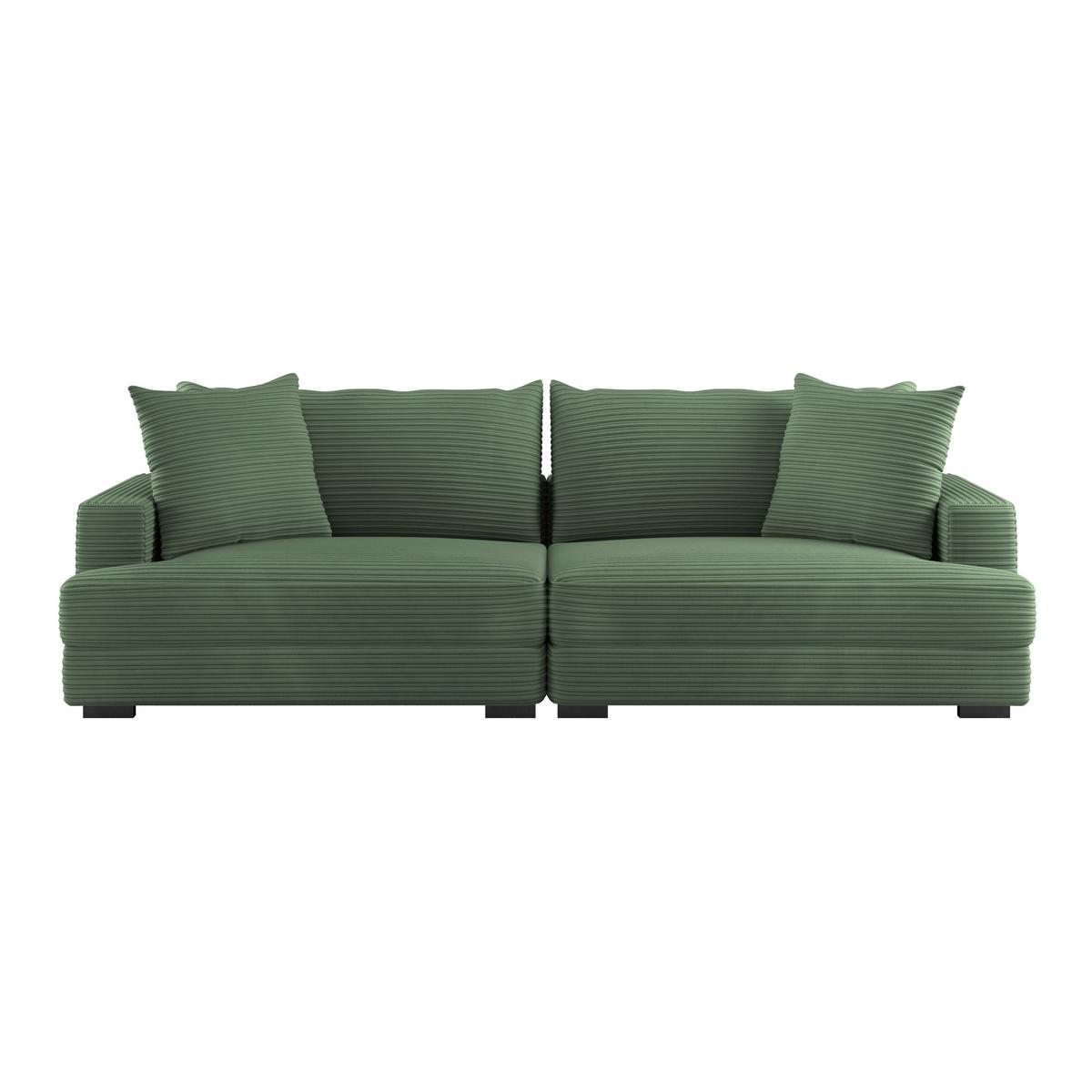 Big Sofa Pelle Mit Kissen B: 261 Cm Grün - Wengefarben/Grün, Trend, Textil (261/124cm) - Luca Bessoni