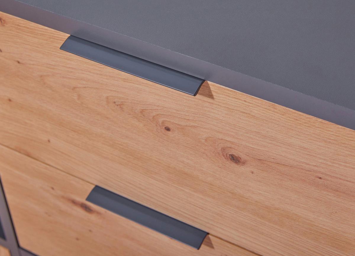 Kommode 120cm Pepeto, Anthrazit - Anthrazit/Eiche Artisan, Design, Holzwerkstoff (120/77/30cm) - Livetastic
