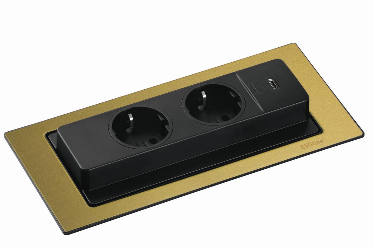 Steckdosenelement Evoline Backflip USB-C - Messingfarben, Basics, Kunststoff (22,5/10,5/5,3cm) - HKT