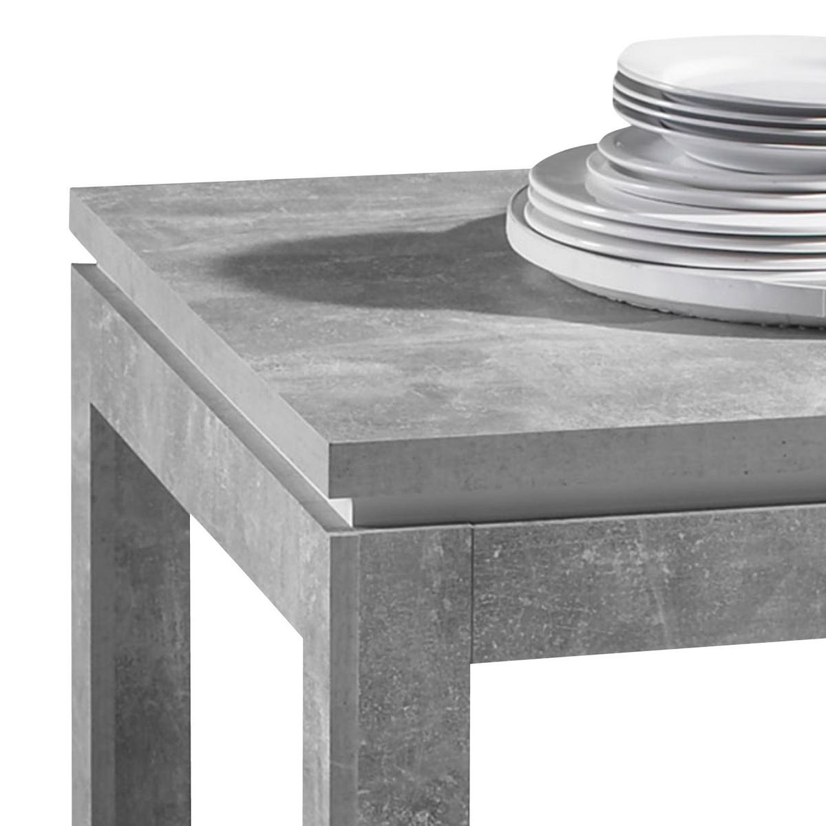 Esstisch ausziehbar Stone 140x80 cm Betonoptik - Weiß/Grau, MODERN, Holzwerkstoff (140/80/76cm) - MID.YOU