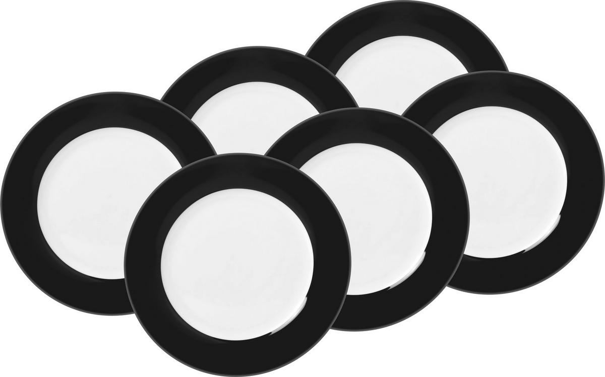 Speisetellerset Schwarz Weiß 6-Teilig D:26,5cm - Schwarz/Weiß, Basics, Keramik (26,5cm) - Van Well