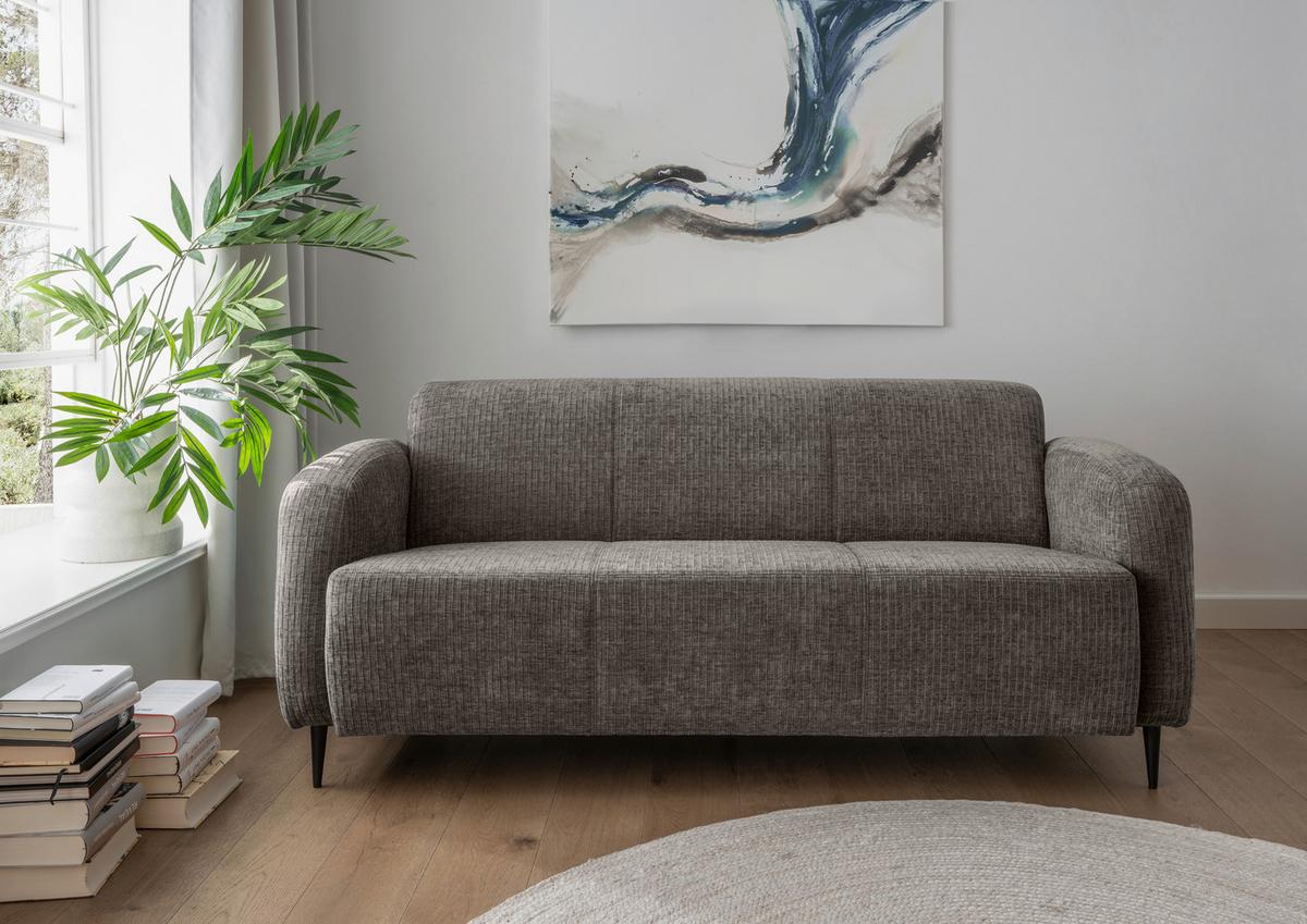 3-Sitzer-Sofa Marone Graubraun B: 180cm - Graubraun/Schwarz, MODERN, Textil (180/76/90cm) - Livetastic