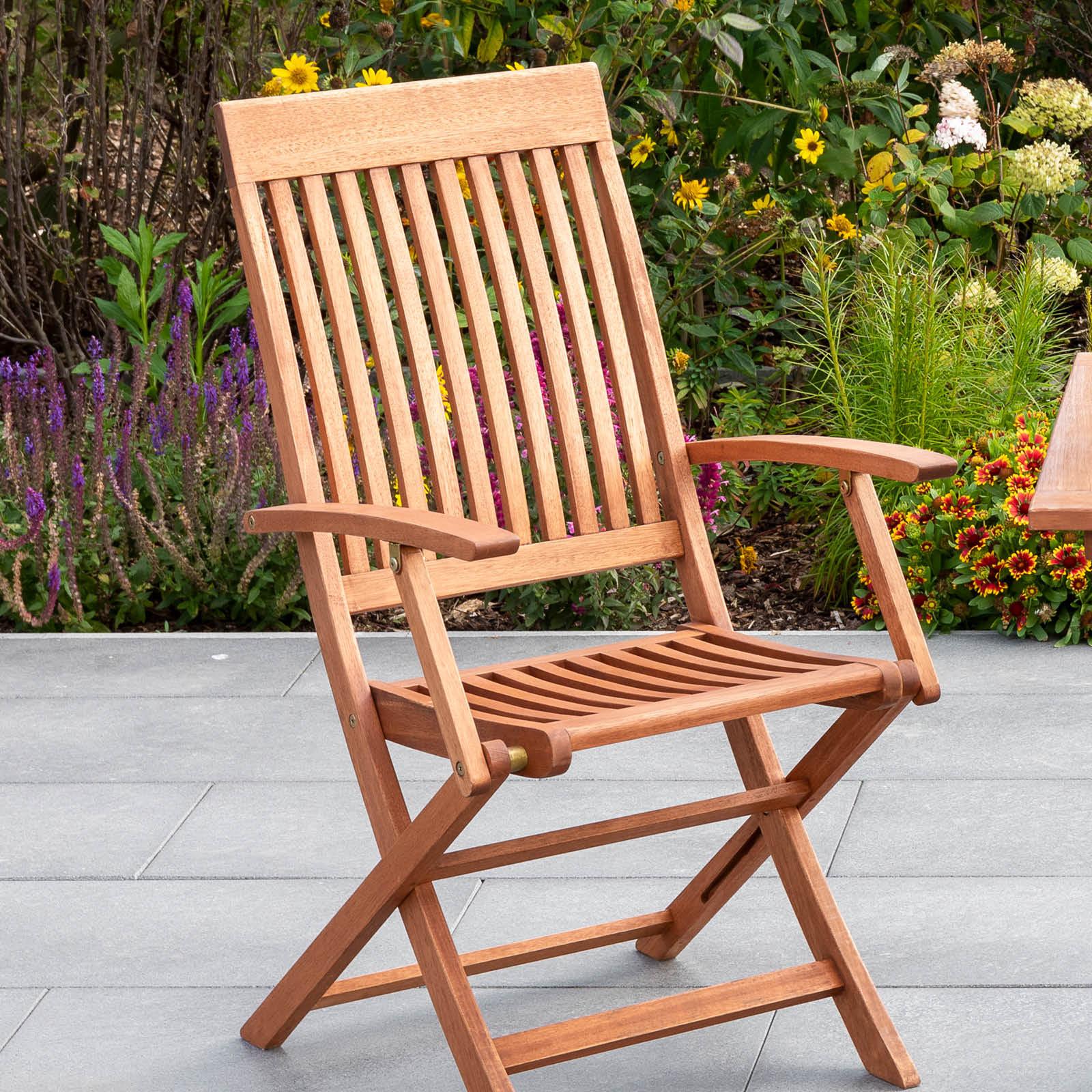 Gartensessel Klappbar Comodoro Eukalyptusholz - Naturfarben, KONVENTIONELL, Holz (55,5/101cm) - Gardenson