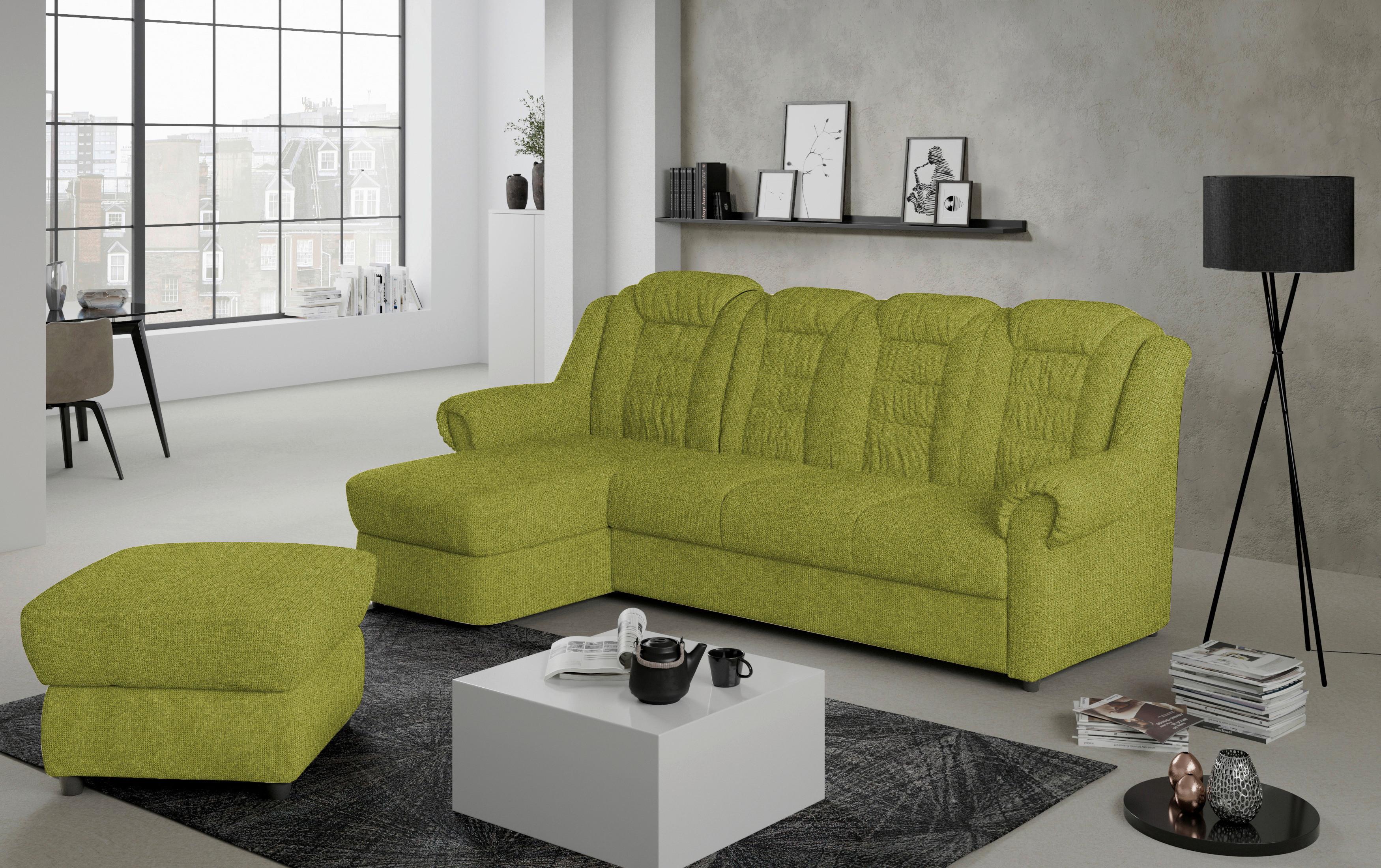Ecksofa Boston Grün Chenille - Schwarz/Grün, KONVENTIONELL, Textil (165/262cm) - Livetastic