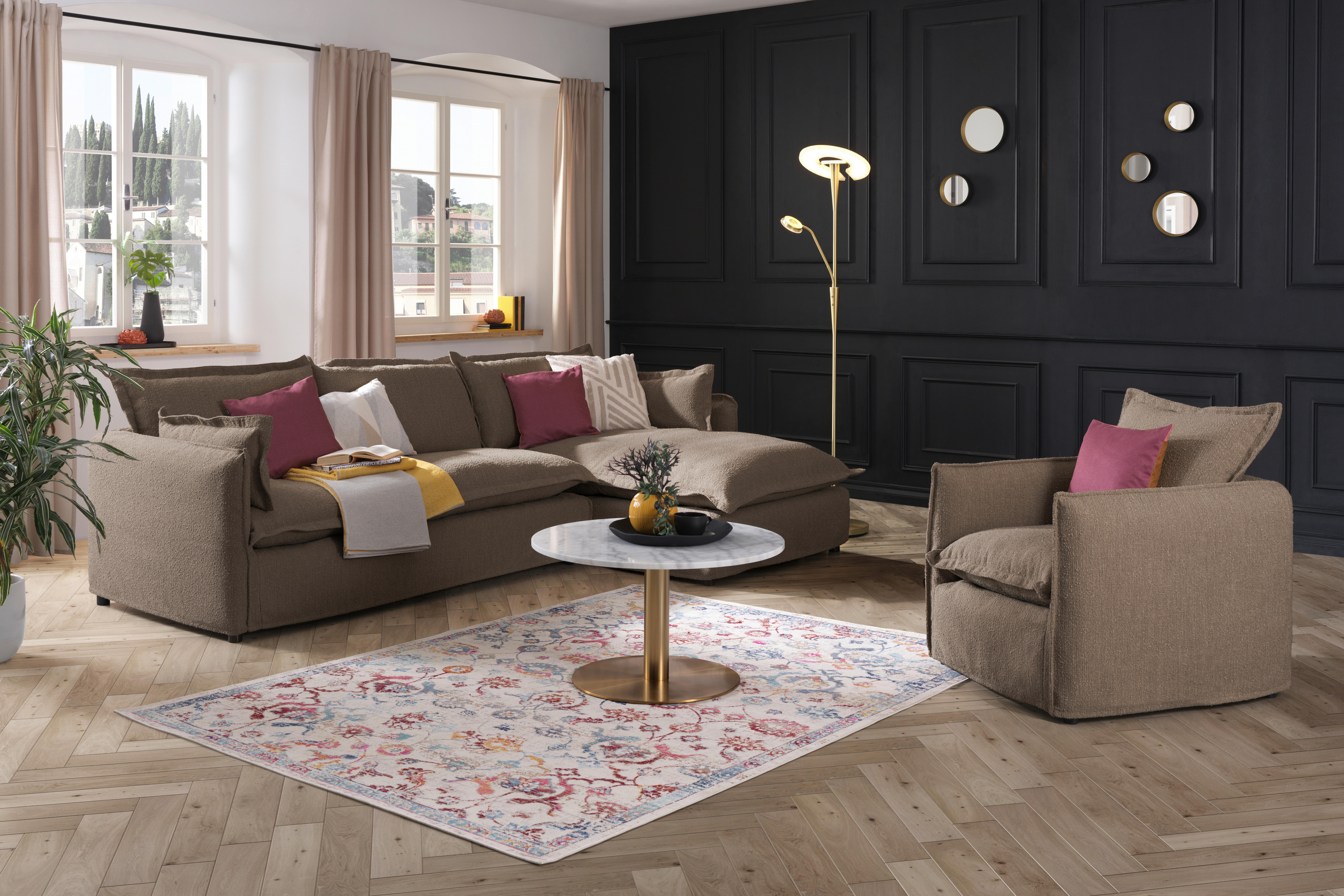 Ecksofa Toscana - Schwarz/Braun, Trend, Textil (295/165cm) - Livetastic