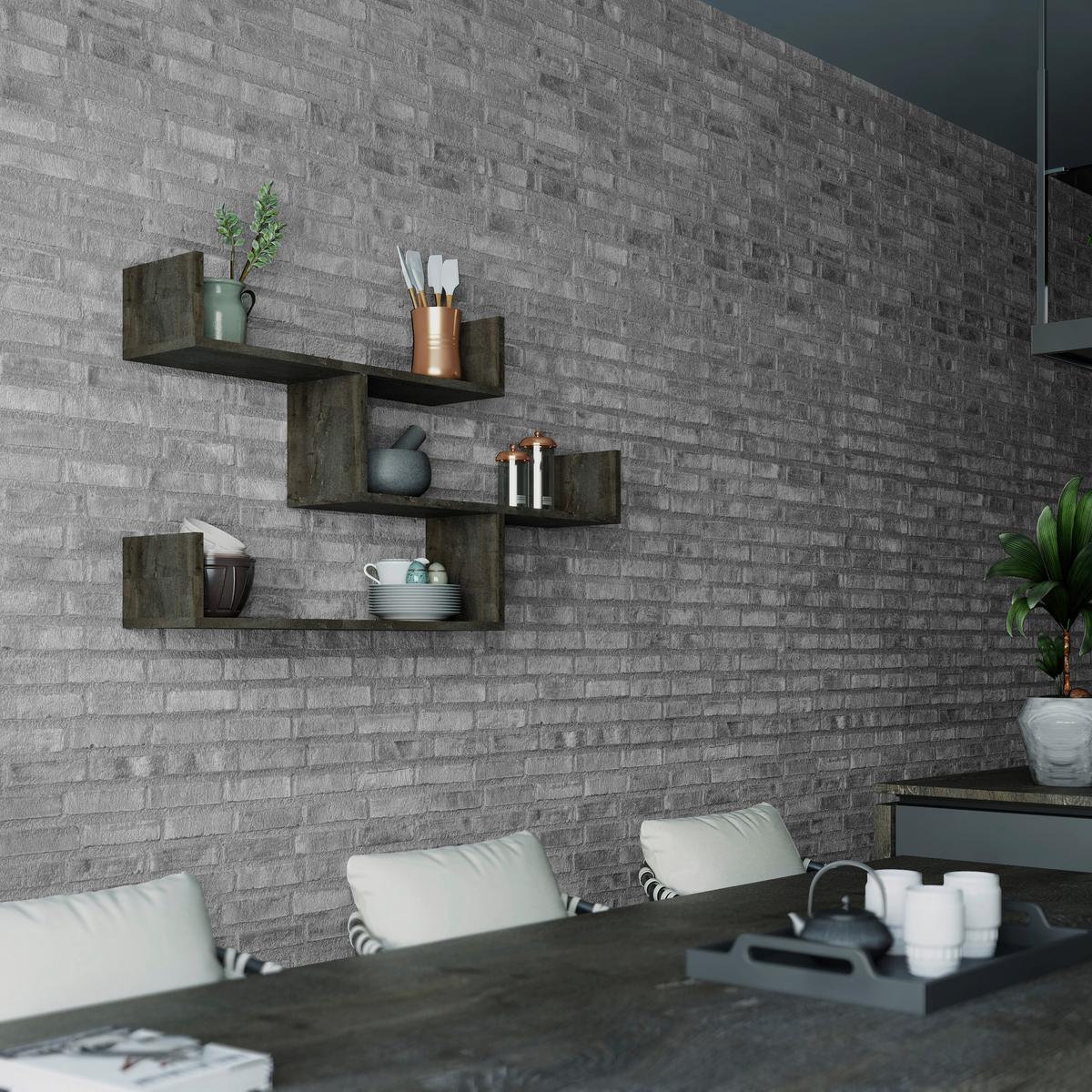 Wandregal Tibet Wandregal - Dunkelbraun, Design, Holzwerkstoff (120/67/22cm) - Livetastic