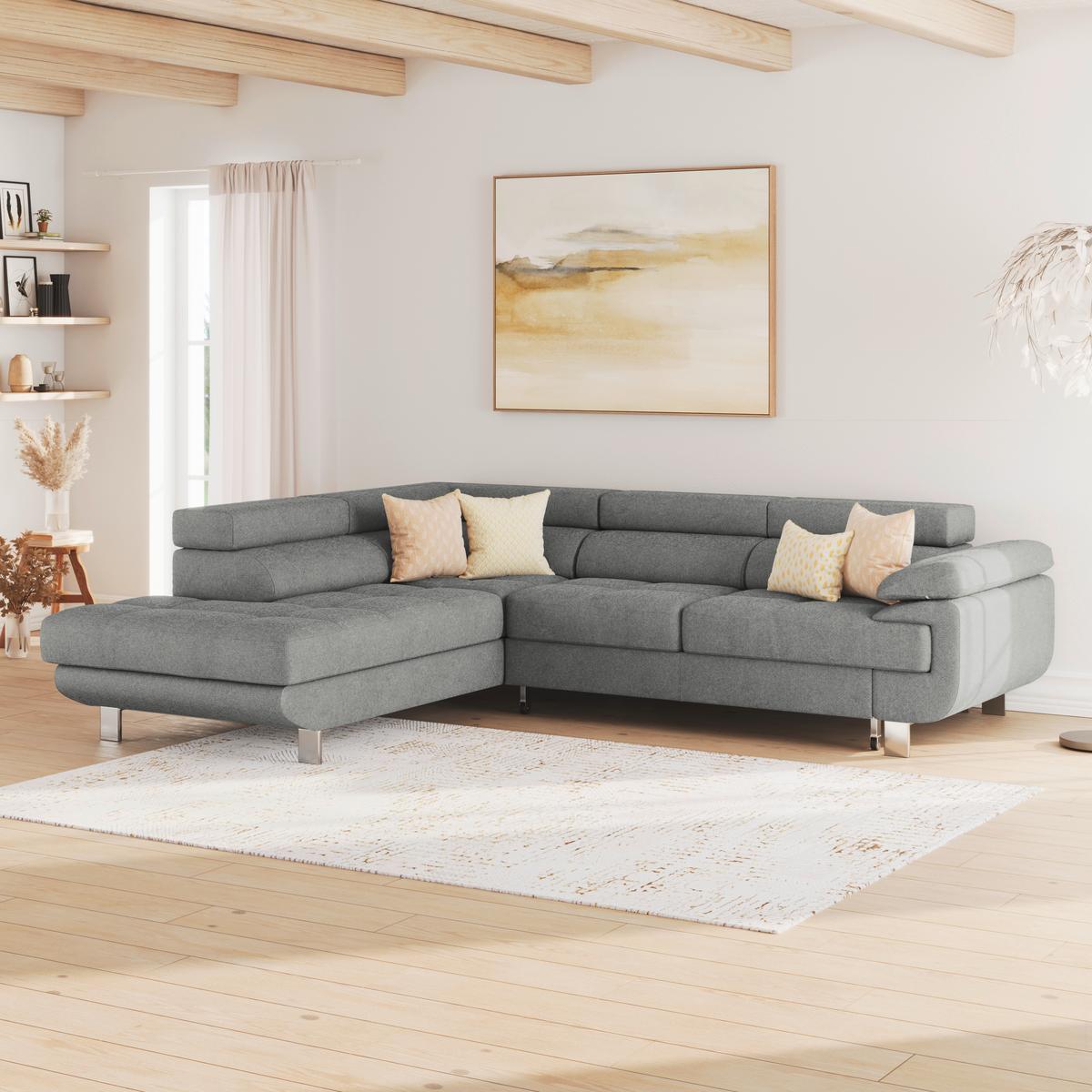 Ecksofa mit Schlaffunktion & Bettkasten Savona Dunkelgrau - Dunkelgrau, MODERN, Textil (230/270cm) - Ondega