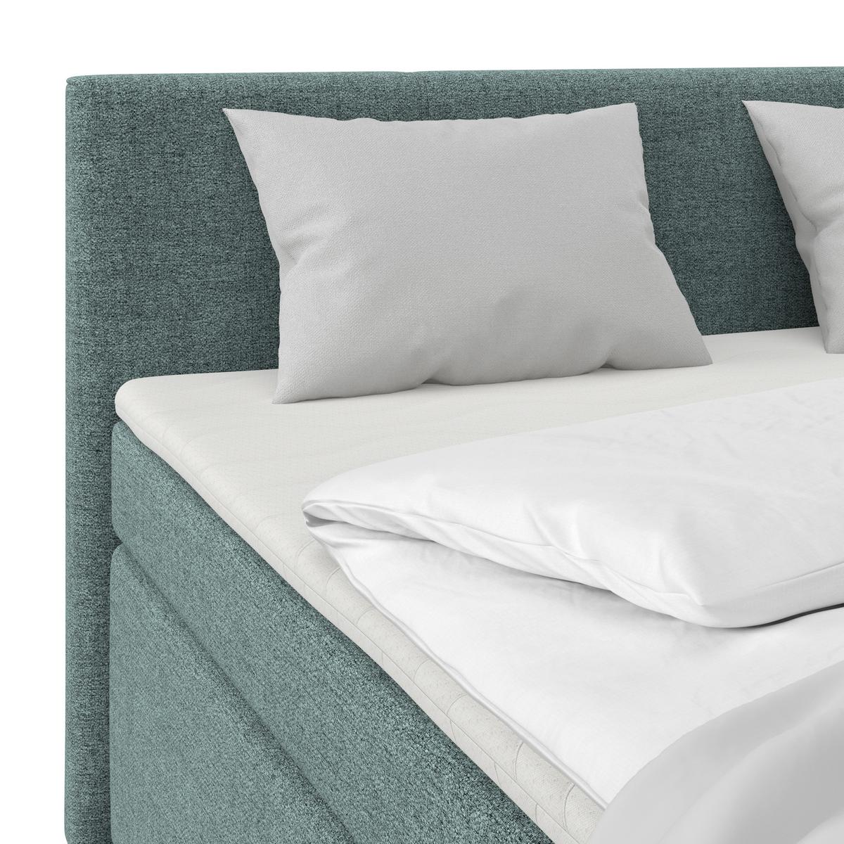 Boxspringbett Mira I Nordic, Lf: 160x200 Cm - Blau/Alufarben, Basics, Textil (160/200cm)