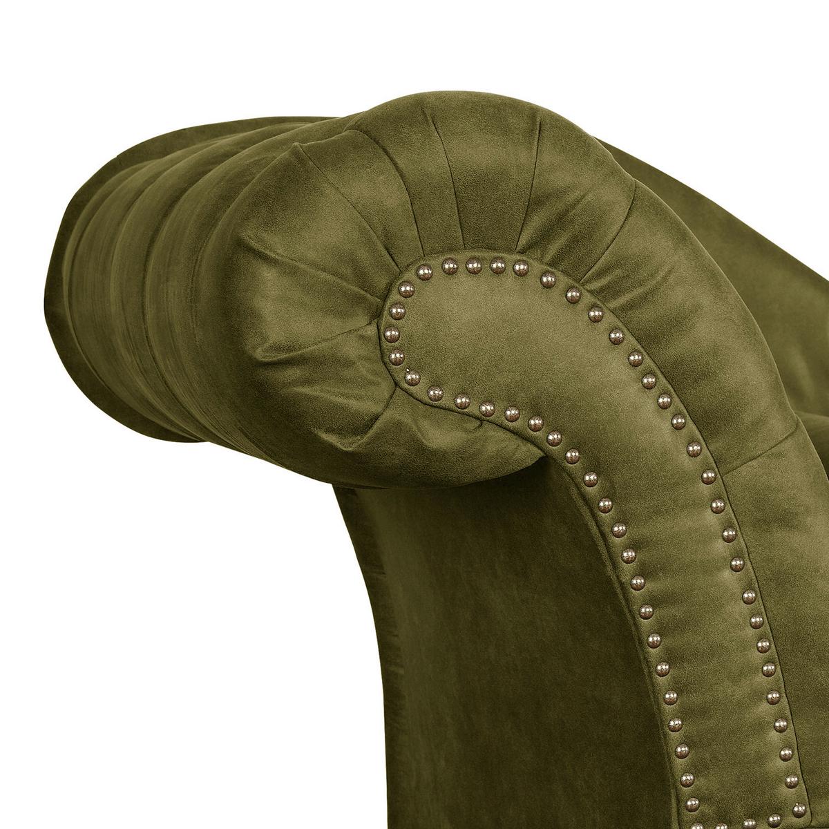 Récamiere Pako Olivgrün B: 185cm - Braun/Olivgrün, Design, Textil (185/93/75cm) - Livetastic