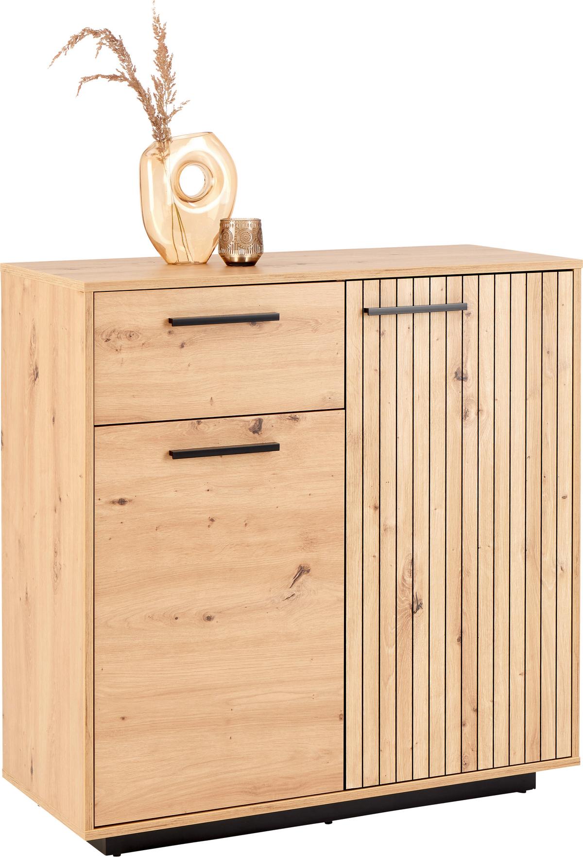 Kommode Lukas 2-türig Artisan Eiche Dekor B: 93,6cm - Schwarz/Eiche Artisan, Trend, Holzwerkstoff (93,6/95,4/40,2cm)