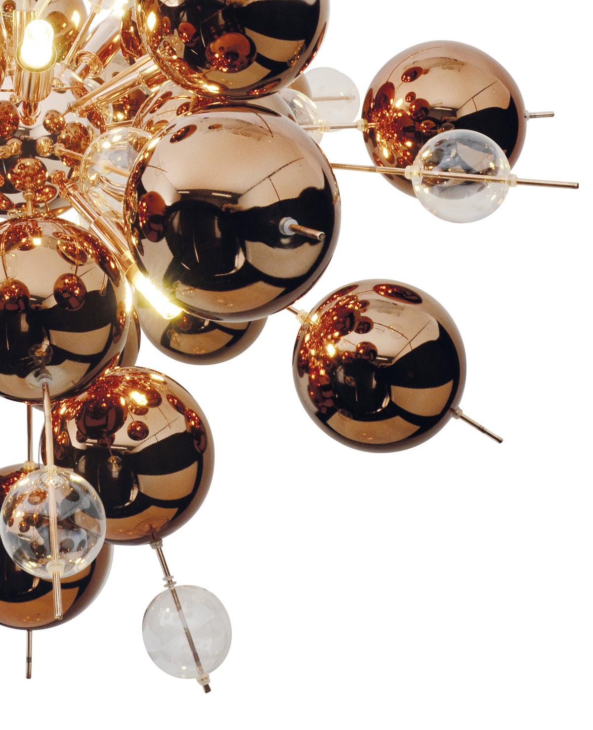 Hängeleuchte Explosion H:150cm 10-Flammig, Kronleuchter - Klar/Kupferfarben, Trend, Glas/Metall (65/150cm) - Näve