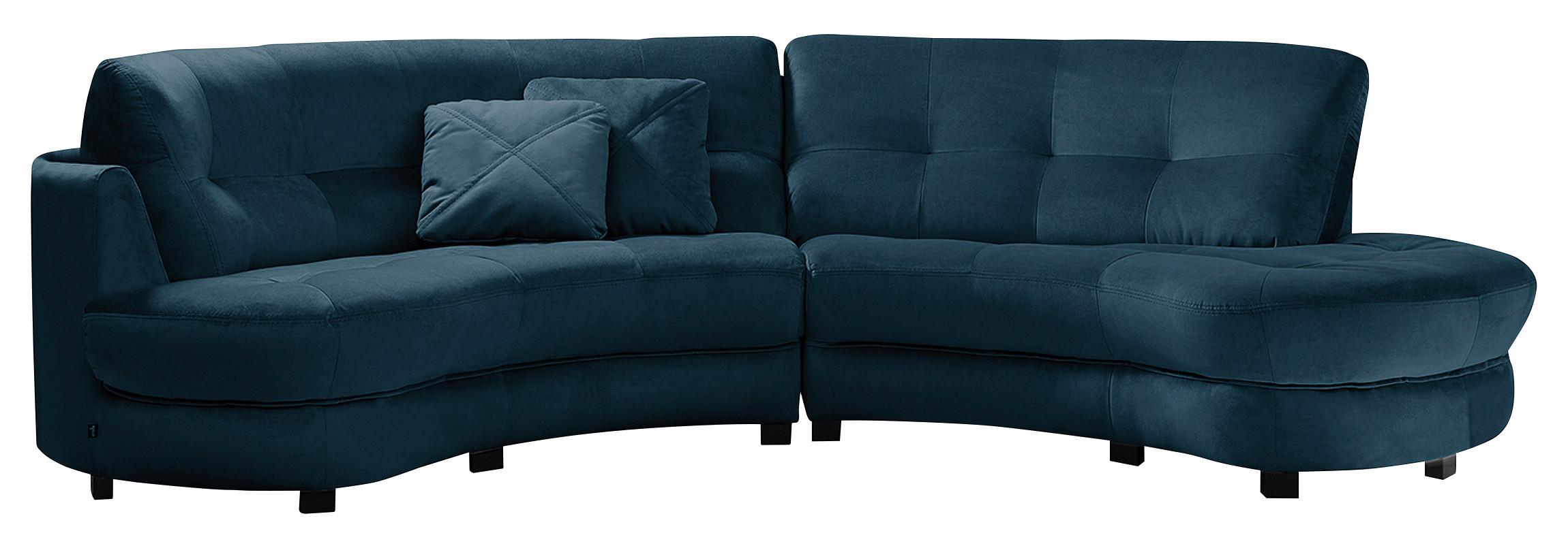 Ecksofa Bretania Dunkelblau S: 300x113 cm - Schwarz/Dunkelblau, Design, Textil (300/113cm) - Livetastic