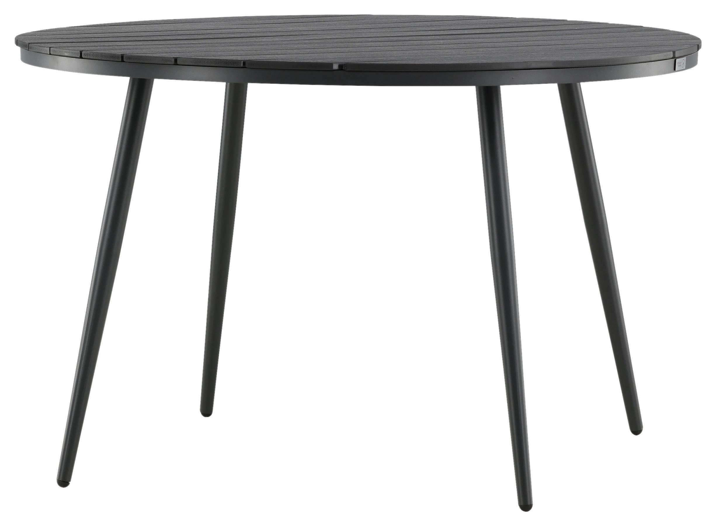 Gartentisch Break Aluminium D: 120cm - Schwarz, KONVENTIONELL, Kunststoff/Metall (120/74cm) - Gardenson