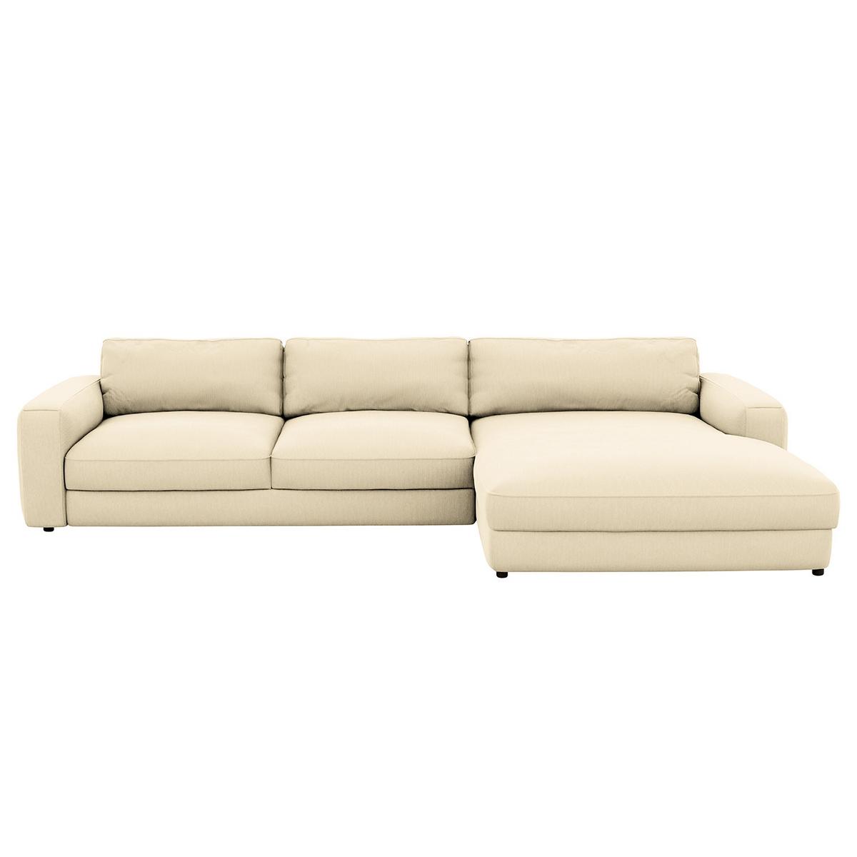 Ecksofa Bourbon, Creme S: 303x176 cm - Creme/Schwarz, MODERN, Textil (303/176cm) - Trendmanufaktur