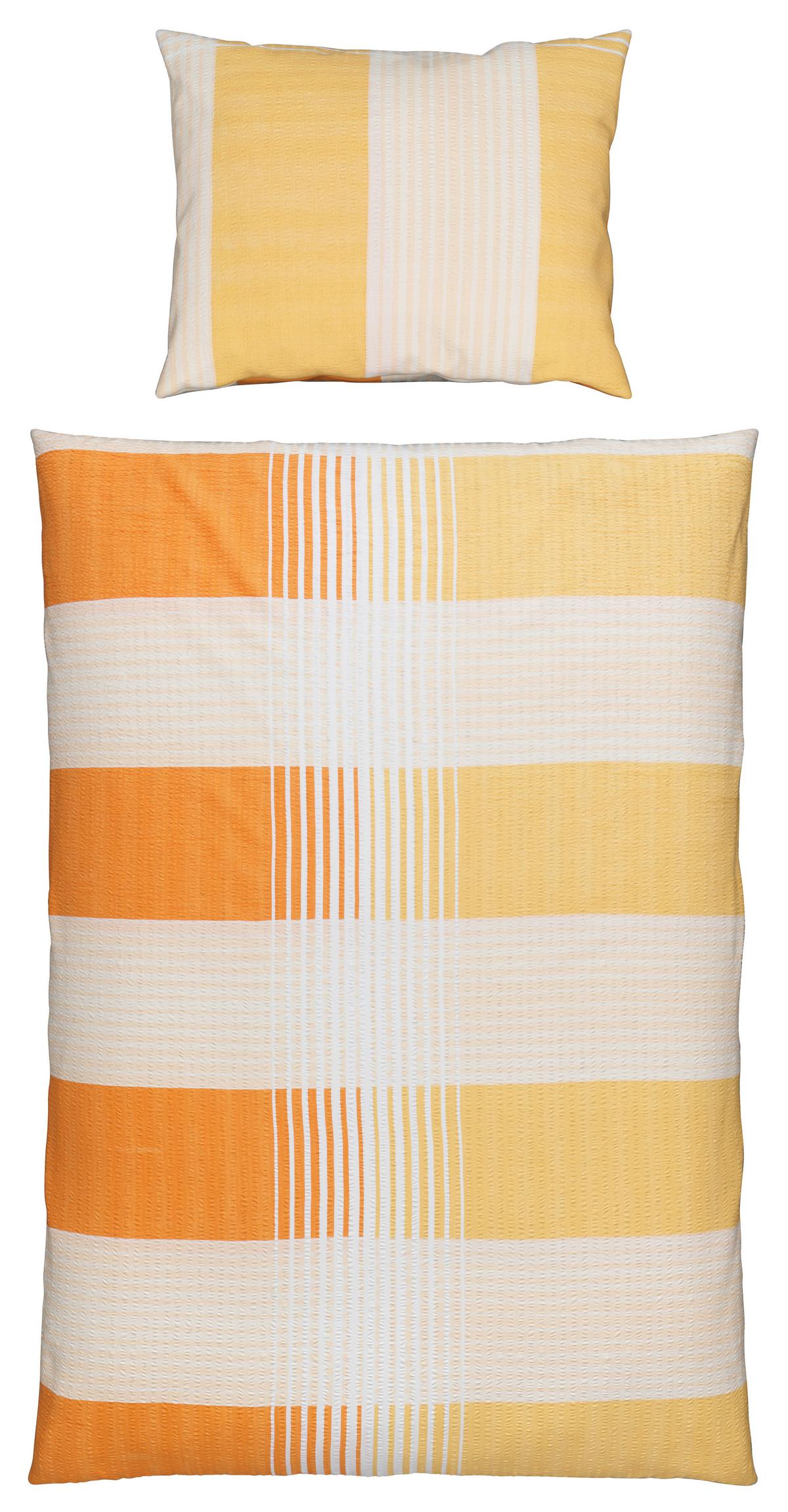 Seersucker Bettwäsche 140x200 cm Enja Baumwolle Rot/Orange - Rot/Orange, MODERN, Textil (140/200cm) - Luca Bessoni