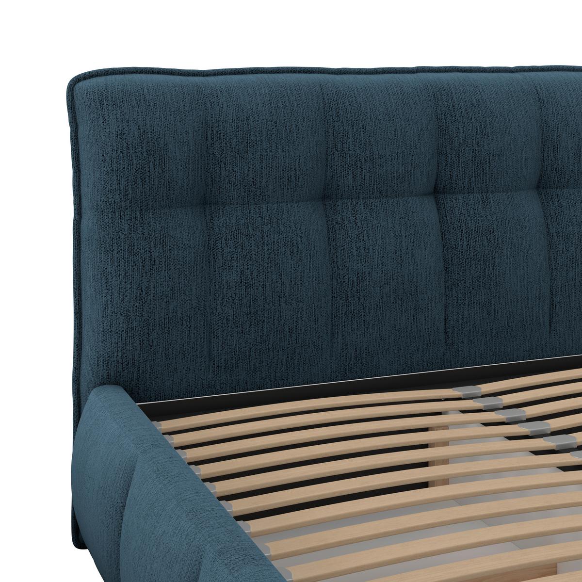 Polsterbett LIMO Dunkelblau 140x200 cm - Schwarz/Dunkelblau, KONVENTIONELL, Holz/Holzwerkstoff (140/200cm) - James Wood