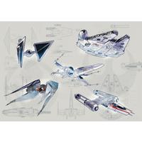 Fototapete Star Wars Blueprint Light - Blau/Grau, Trend, Textil (400/280cm)