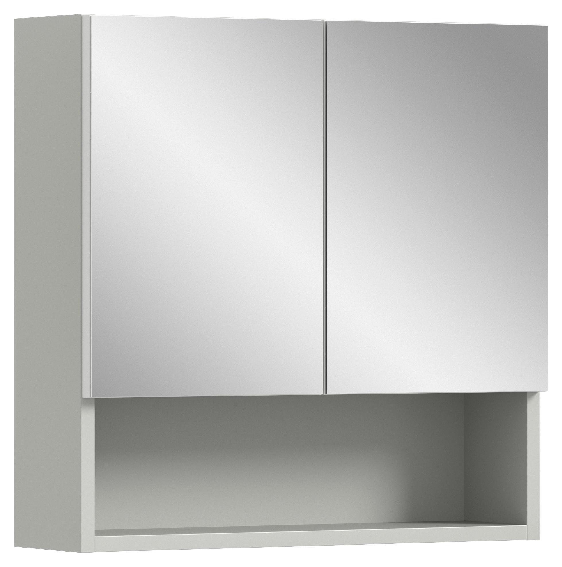 Spiegelschrank Copa 2-Türig BxHxT: 55x55x17 cm - Grau, MODERN, Glas/Holzwerkstoff (55/55/17cm) - MID.YOU