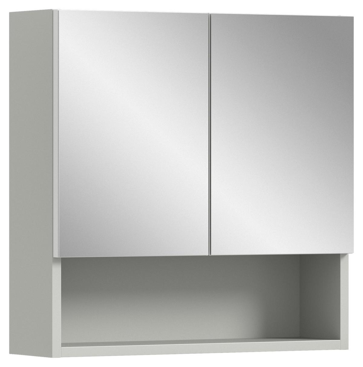 Spiegelschrank Copa 2-Türig BxHxT: 55x55x17 cm - Grau, MODERN, Glas/Holzwerkstoff (55/55/17cm) - MID.YOU