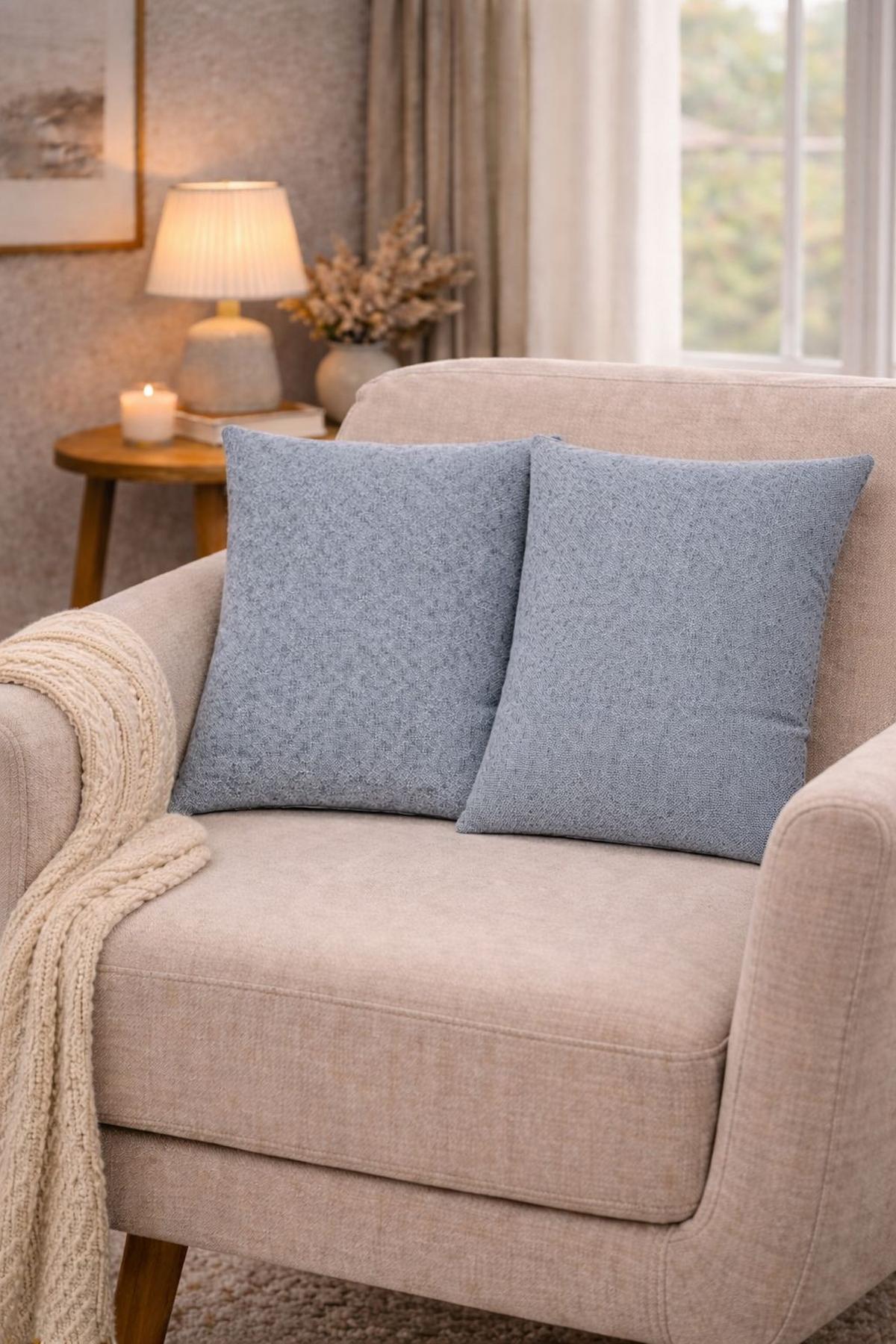 ZIERKISSEN Rauchblau 50x50 cm - Blau, Basics, Textil (50/50cm)