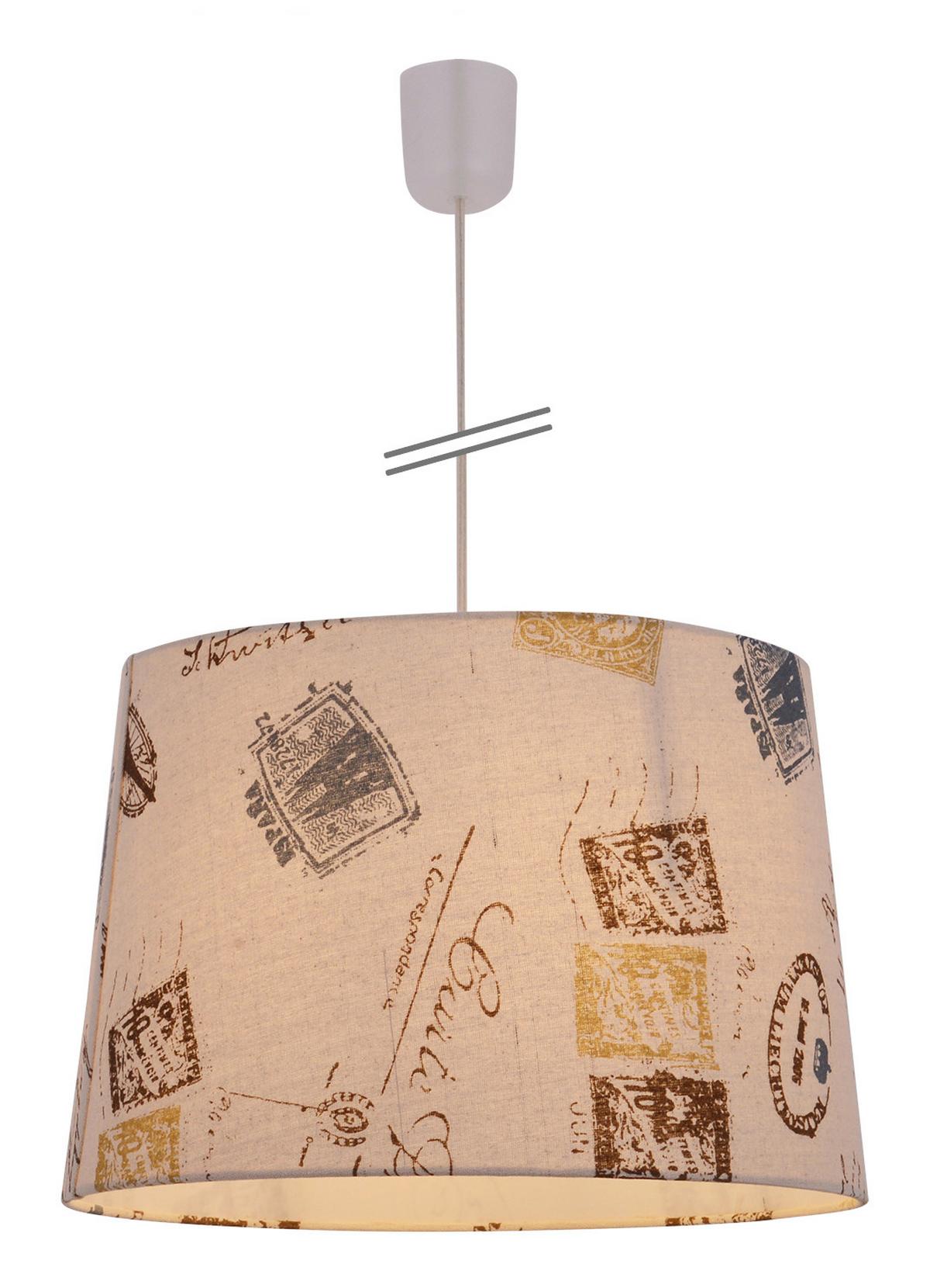 Hängeleuchte Print H: 136 Cm 1-Flammig, Runder Leinenschirm - Braun, Trend, Kunststoff/Textil (35/136cm) - Näve