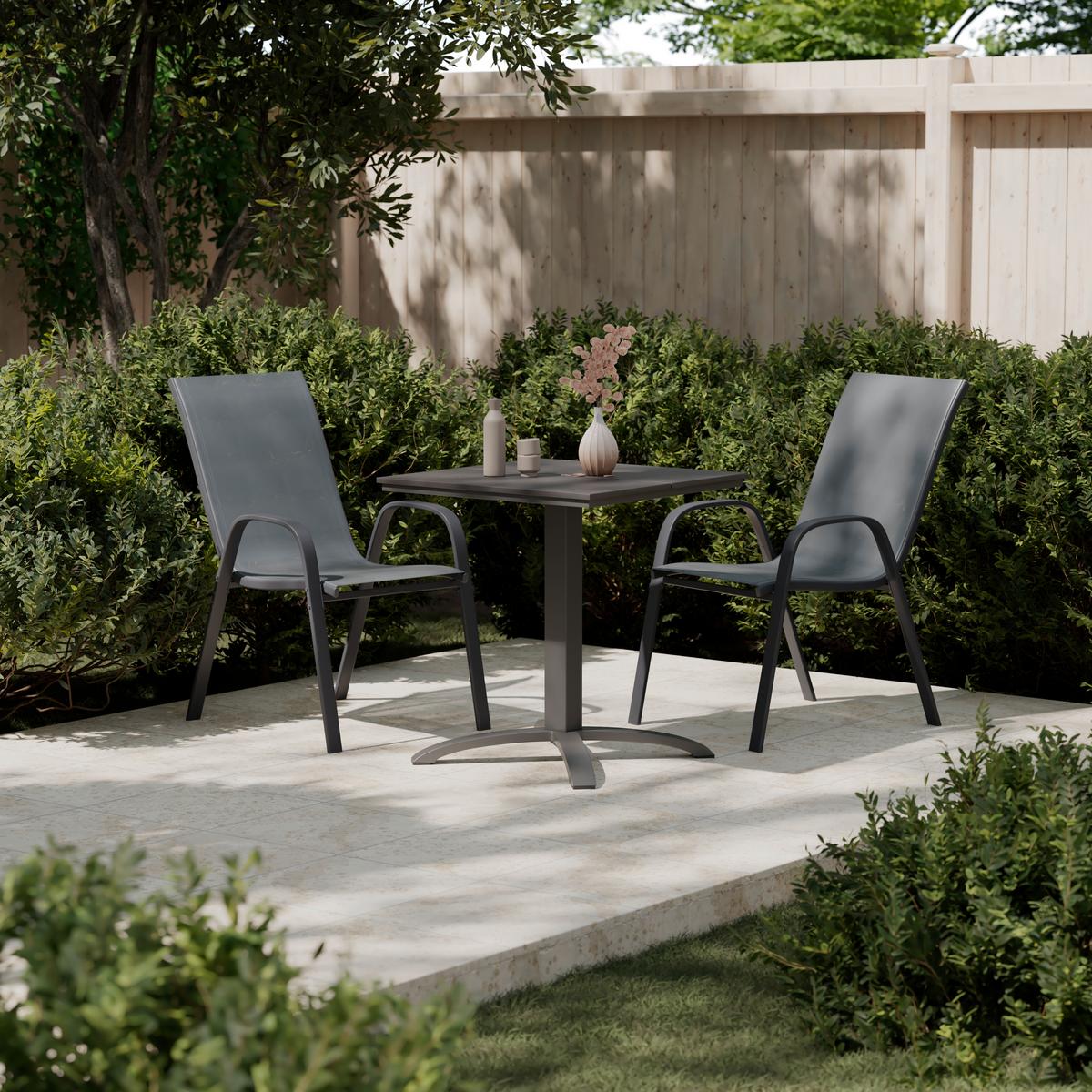 Gartensessel Paula 4er Set Metall/Textil - Anthrazit, MODERN, Textil/Metall (54/90/72cm) - Ondega