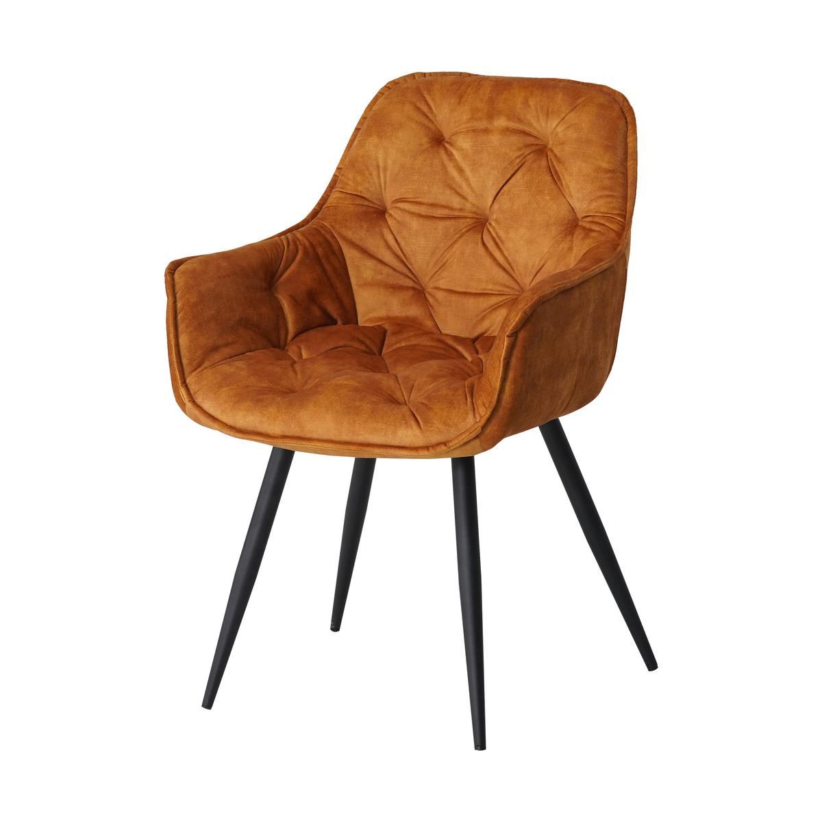 Armlehnstuhl-Set Alan Cognac B: 54 cm - Cognac/Schwarz, MODERN, Textil/Metall (54/86/53cm) - MID.YOU