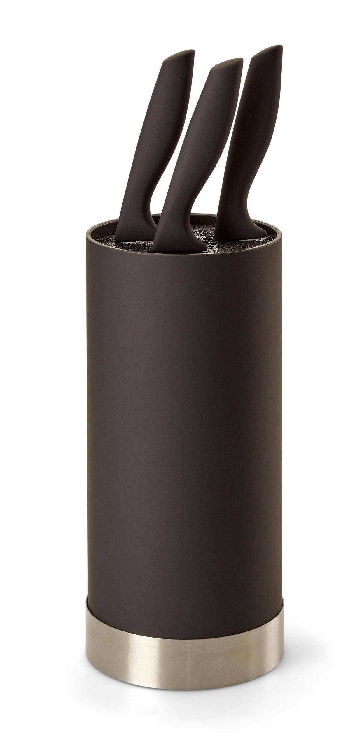 Messerblock Schwarz/Silbern Kunststoff 4-teilig - Silberfarben/Schwarz, Basics, Kunststoff (11/22cm) - Echtwerk