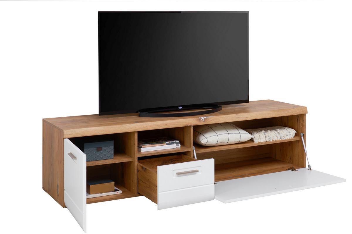 Tv-lowboard Auris B: 190 Cm Eiche Dekor/weiß Matt - Weiß, MODERN, Holzwerkstoff (190/50/50cm) - Luca Bessoni