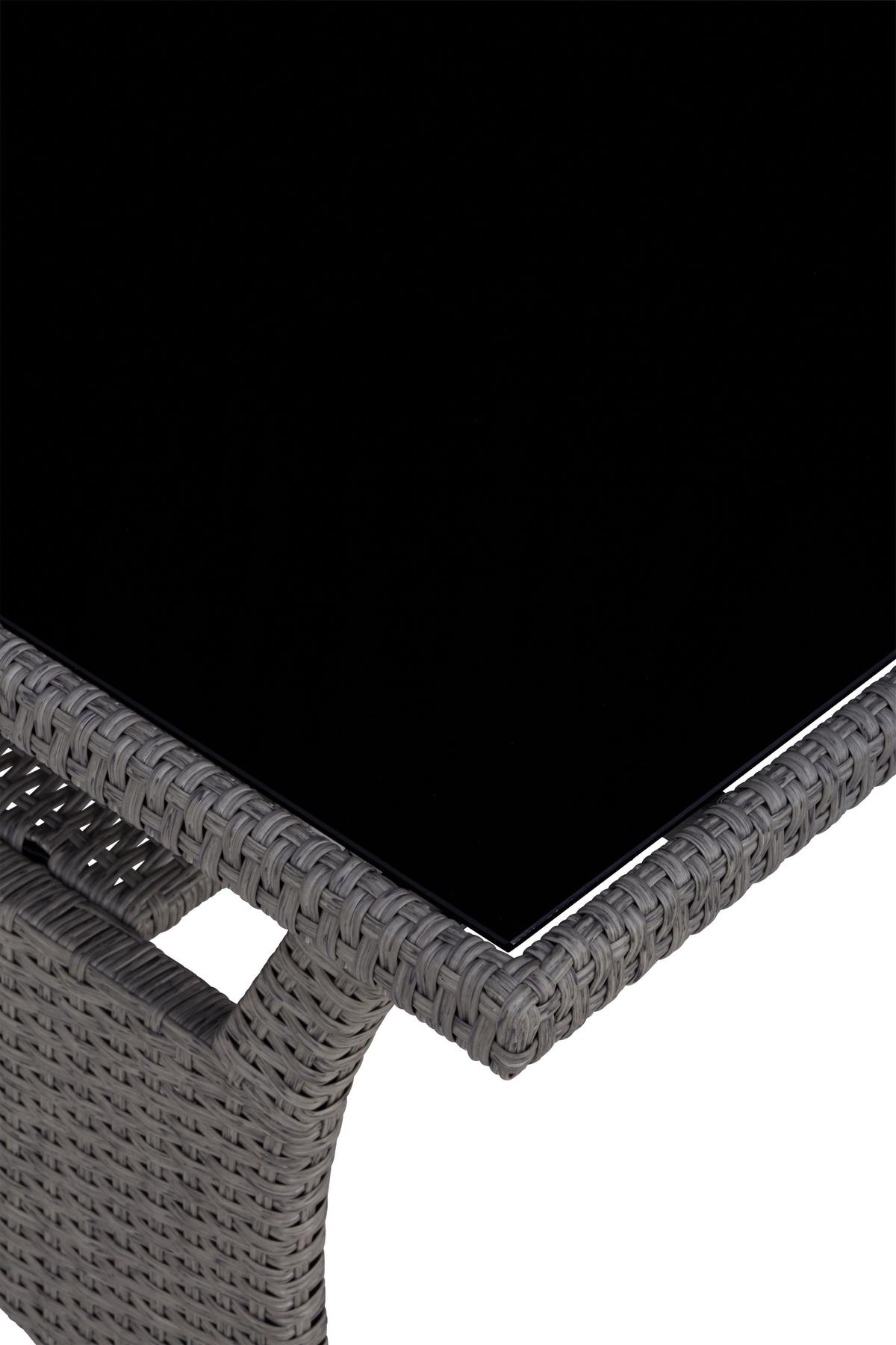 Loungegarnitur 6-Tlg Athena in Rattan-Optik mit Kissen - Schwarz/Grau, MODERN, Glas/Kunststoff - Beldano