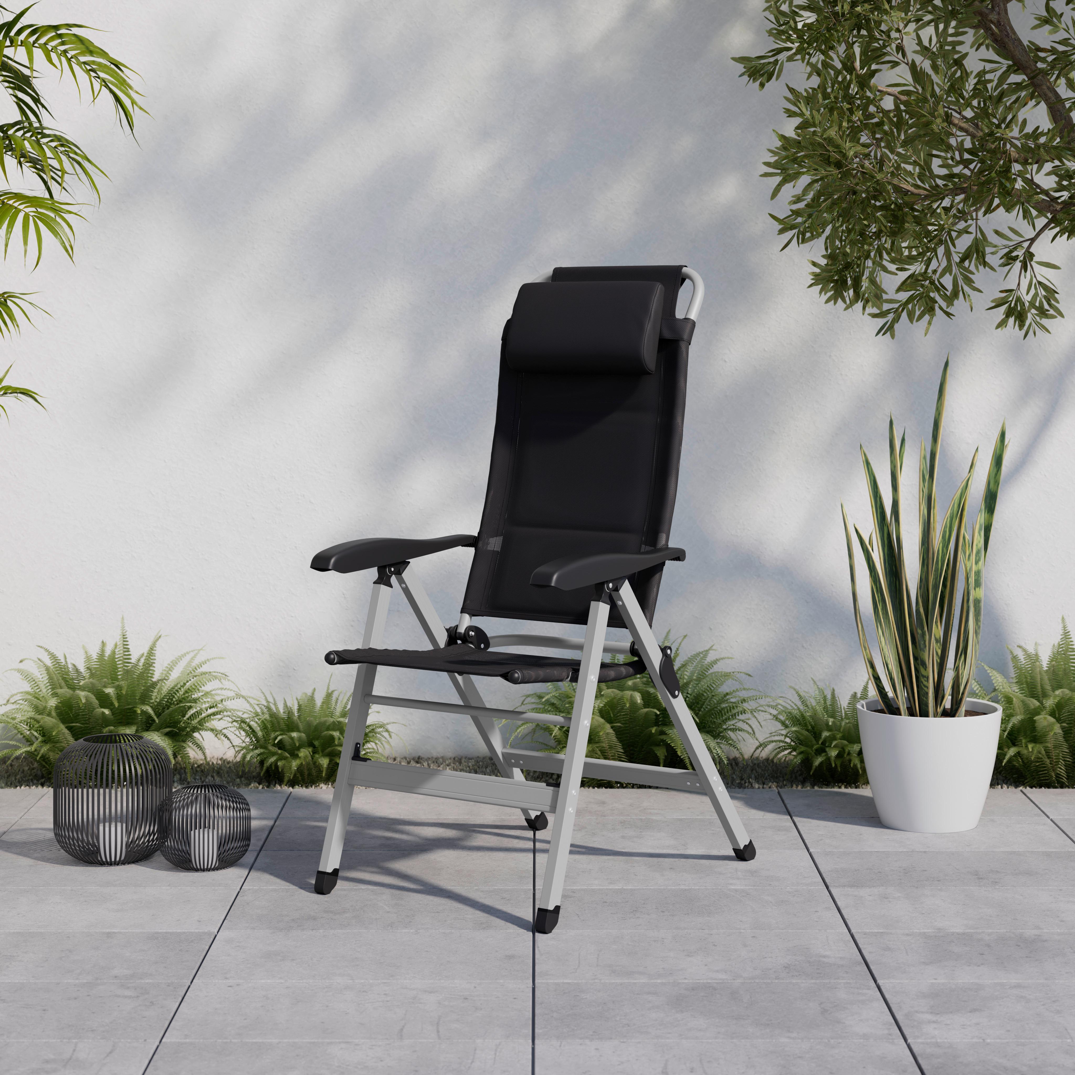 ZÁHRADNÁ STOLIČKA GERI - čierna/strieborná, Basics, kov/textil (74/117/60cm)