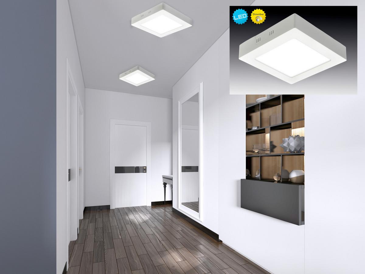 LED-Deckenleuchte L: 30 cm dimmbar - Weiß, Basics, Kunststoff/Metall (30/30/3,5cm) - Näve