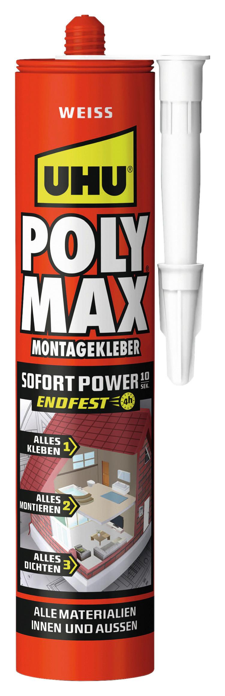 Montagekleber Poly Max Sofort Power Kartusche 425 G - Basics, Kunststoff (5/5/23cm) - UHU AUSTRIA