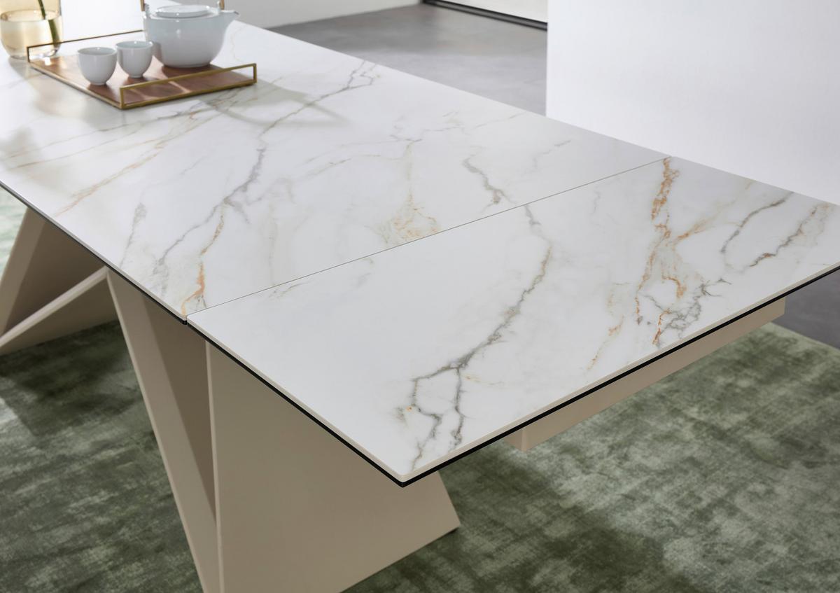 Jedálenský stôl keramika 180-260x90cm - biela/béžová, Modern, kov/keramika (180-260/76/90cm) - MID.YOU