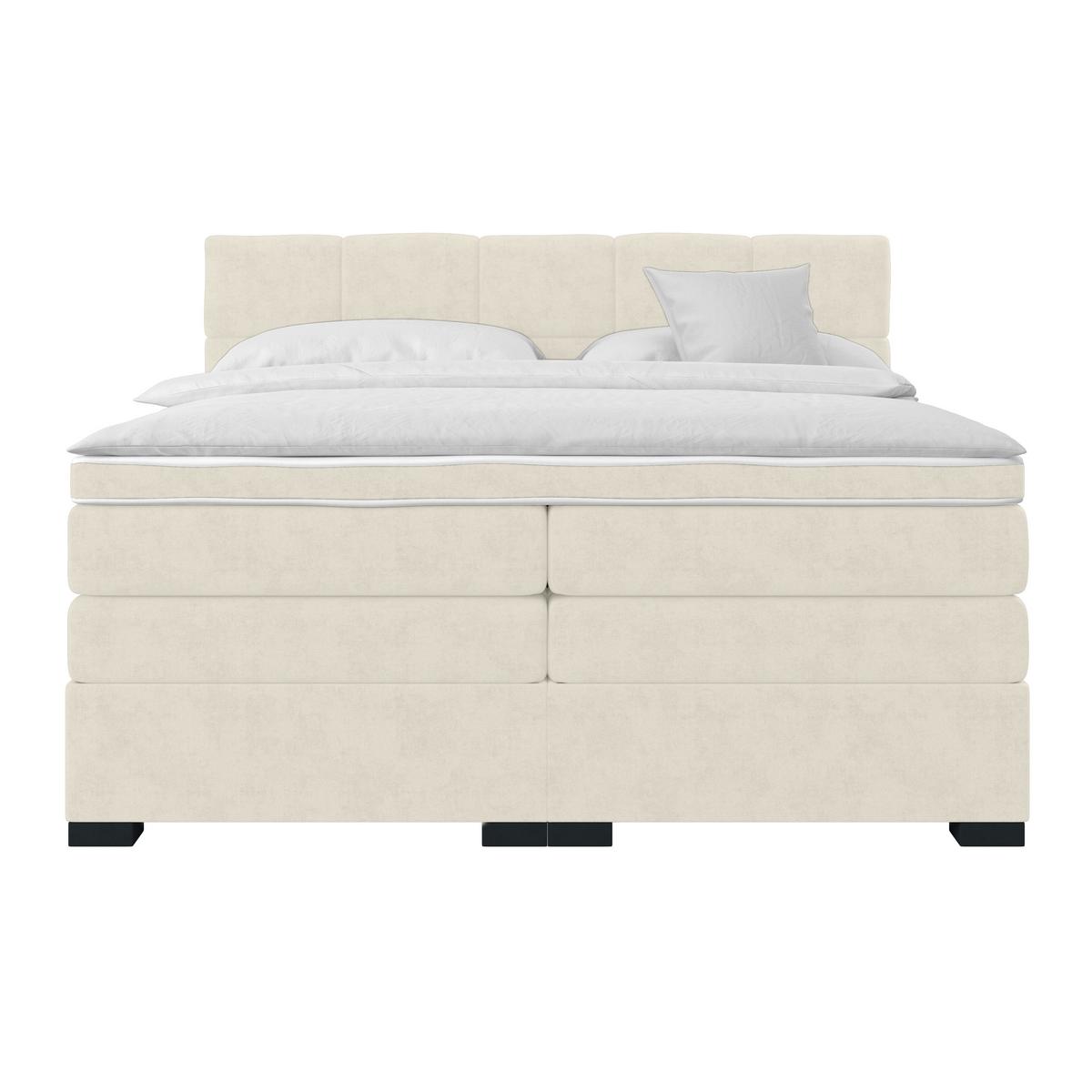 Boxspringbett April New Champagner, LF: 160x200cm - Champagner/Schwarz, KONVENTIONELL, Textil (160/200cm) - Sembella