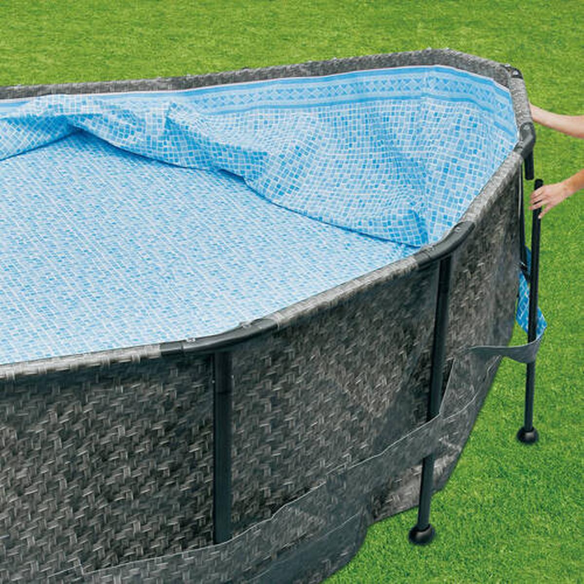 Aufstellpool Rund mit Leiter D: 549 cm - Grau, KONVENTIONELL, Kunststoff (549/132cm)