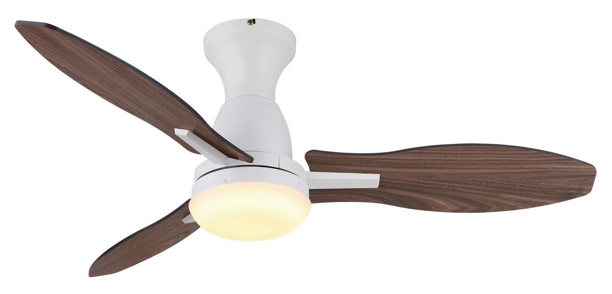 Deckenventilator Gale Opal Weiß Braun D: 107 cm - Hellbraun/Dunkelbraun, KONVENTIONELL, Holzwerkstoff/Kunststoff (107/32,5cm) - Globo