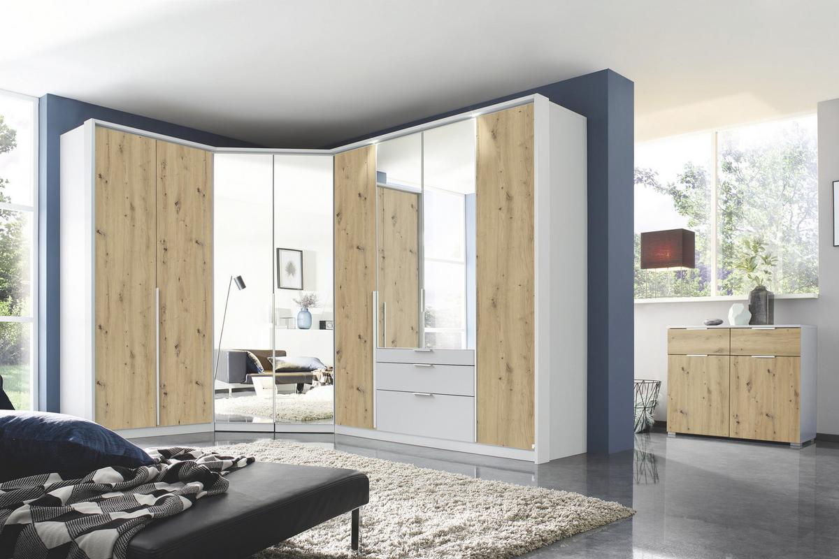 Drehtürenschrank Mit Spiegel 271 cm Alabama Extra Hellgrau - Silberfarben/Hellgrau, MODERN, Holzwerkstoff (271/229/54cm)