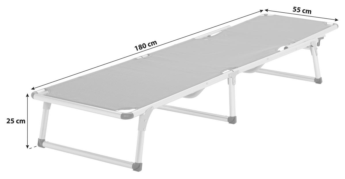Dreibeinliege Leni Aluminium, Textilene - Anthrazit/Alufarben, MODERN, Textil/Metall (186/25/56cm) - Ondega