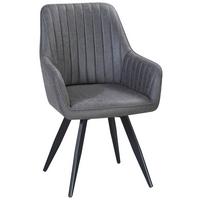 Stuhl Bella Webstoff Grau, 360° Drehbar - Schwarz/Grau, KONVENTIONELL, Textil/Metall (63/90/61cm)